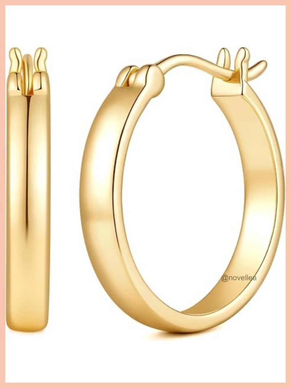 14K Gold Plated Square-Edge Hoop Earrings for Women Anti-Tarnish